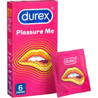 Durex Pleasure Me Ribbed And Dotted Condoms 6 Pack|Front View|"condom design-front view"|