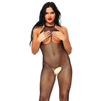 Leg Avenue Open Crotch And Bust Fishnet Bodystocking UK 6 to 12|Back View|"open bust fishnet bodystocking - back view"