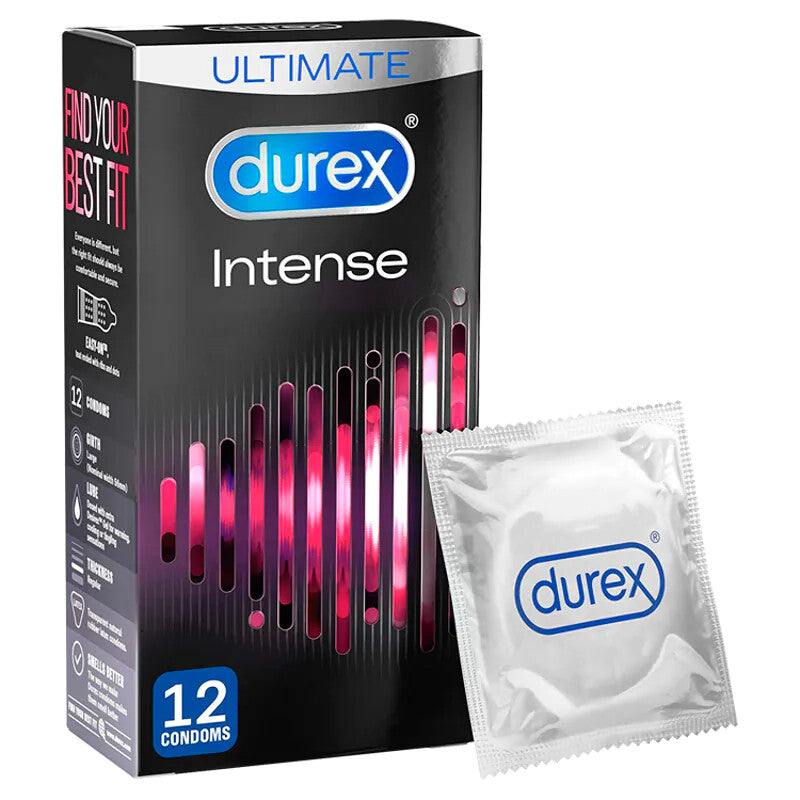 Durex Intense Ribbed And Dotted Condoms 12 Pack|Front View|"condom design-front view"|