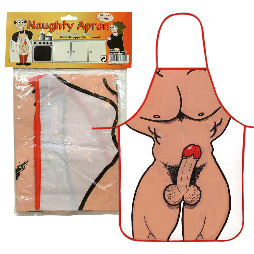Naughty Apron Male|Front View|"male novelty apron - front view"