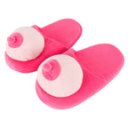 Pink Boob Slippers|Front View|"pink novelty slippers - front view"