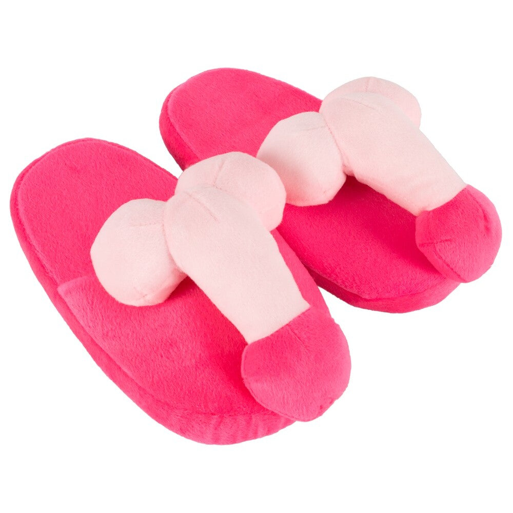 Pink Penis Slippers|Front View|"pink novelty slippers - front view"