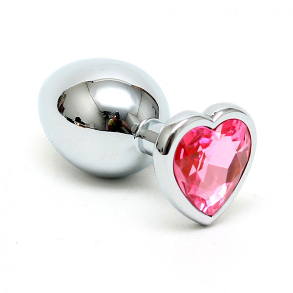 Small-Butt-Plug-With-Heart-Shaped-Crystal|Front View|"heart plug-front view"