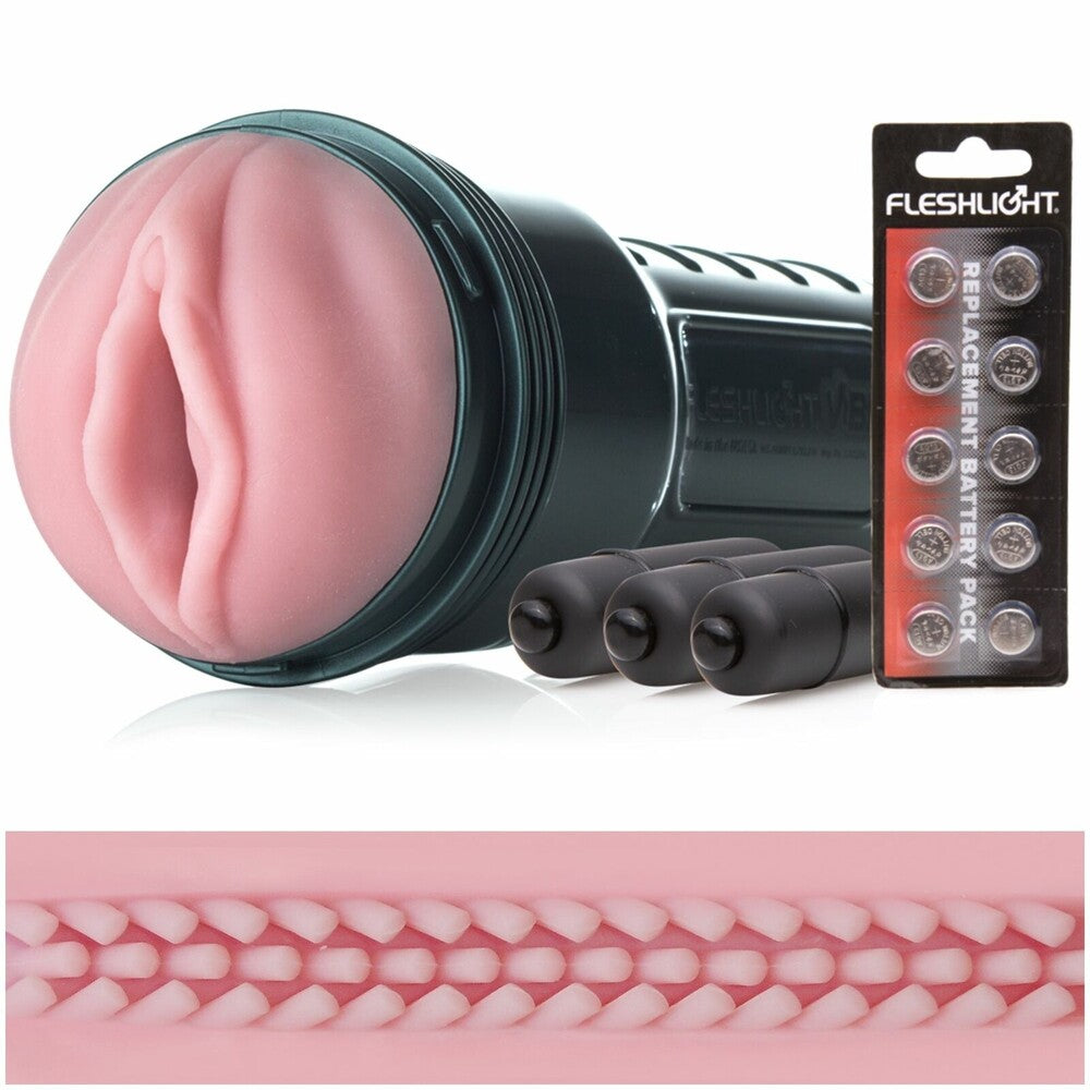 Fleshlight Vibro Pink Lady Touch Masturbator|Front View|"vibrating model - front view"