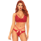 Leg Avenue Sweetheart Lace Bralette Set Red|Side View|"red lace bralette set - side view"