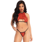 Leg Avenue Leopard Crop Top and GString|Back View|"leopard crop top g-string set - back view"