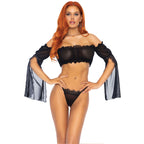 Leg Avenue Mesh Bandeau and GString UK 6 to 12|Front View|"mesh bandeau g-string set - front view"