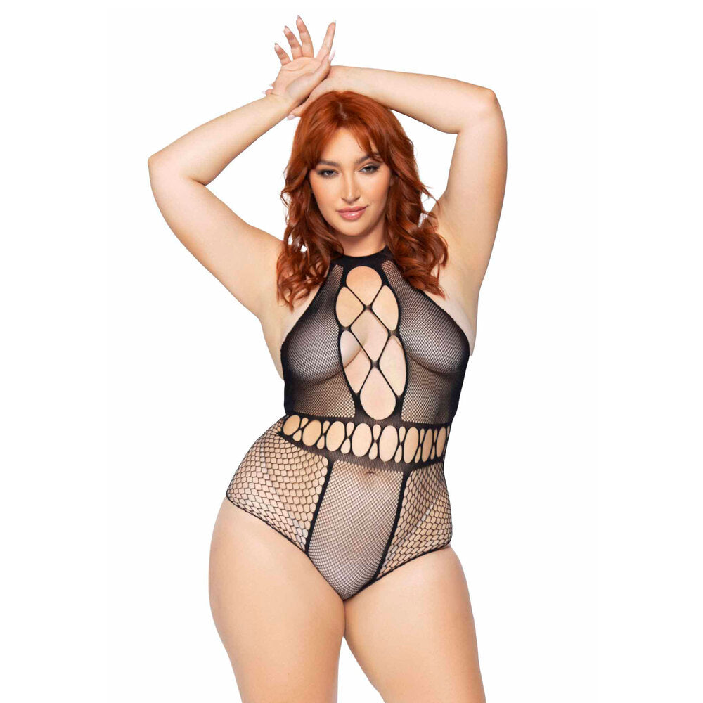 Leg Avenue Seamless Bodysuit UK 14 to 18|Back View|"plus size seamless bodysuit - back view"