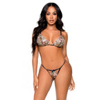 Leg Avenue Floral Sheer Bra and GString Black|Front View|"sheer floral lingerie set - front view"