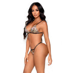 Leg Avenue Floral Sheer Bra and GString Black|Back View|"sheer floral lingerie set - back view"