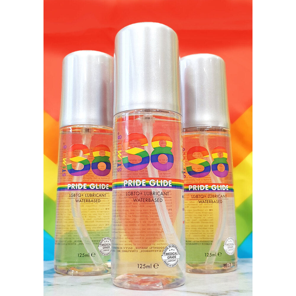 S8 Pride Glide Water Based Lubricant 125ml|Back View|"ingredient info-back view adult toys direct"|