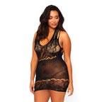 Leg Avenue Floral Lace Opaque Mini Dress UK 14 to 18|Front View|"plus size lace mini dress - front view"