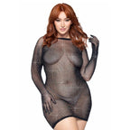 Leg Avenue Rhinestone Gloved Dress UK 14 to 18|Front View|"plus size rhinestone dress with gloves - front view"