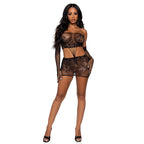 Leg Avenue Lace Tube Dress and Gloves Black UK 6 to 12|Front View|"black lace tube dress set - front view"