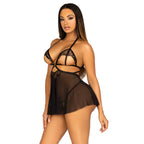 Leg Avenue Open Cup Babydoll And Panty|Back View|"plus size open cup babydoll set - back view"