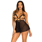 Leg Avenue Open Cup Babydoll And Panty|Detail View|"plus size open cup babydoll set - detail view"
