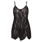 Leg Avenue Rose Lace Flair Chemise Black UK 14 to 18|Side View|"plus size black lace chemise - side view"