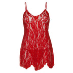 Leg Avenue Rose Lace Flair Chemise Red UK 14 to 18|Side View|"plus size red lace chemise - side view"