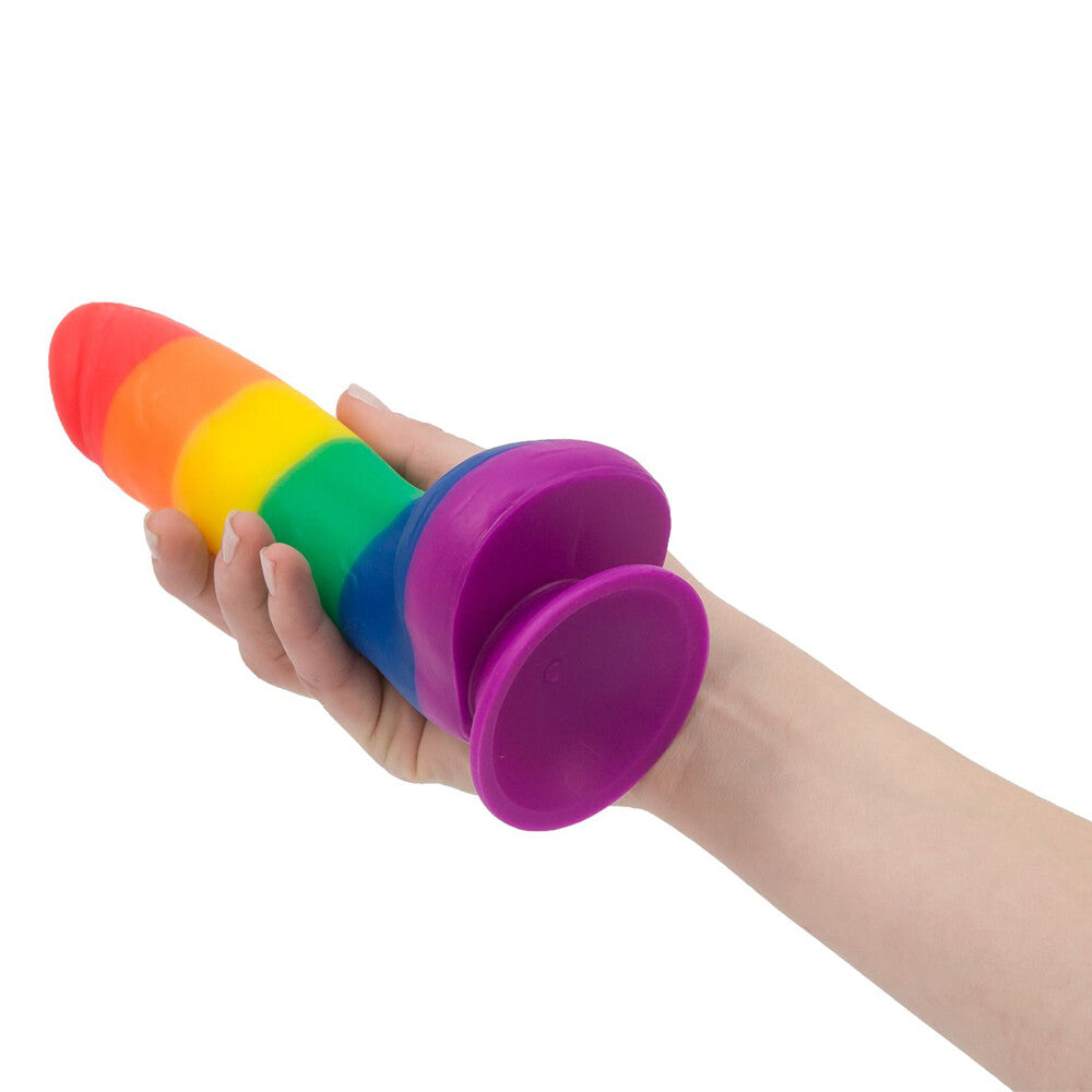 Addiction Justin 8 Inch Rainbow Dildo|Side View|"rainbow texture - side view"