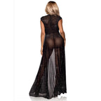 Leg Avenue Floor Length Sheer Robe|Side View|"long sheer robe - side view"
