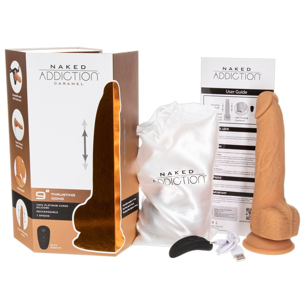 Naked Attraction 9 Inch Thrusting Dildo Caramel|Detail View|"surface detail - detail view"