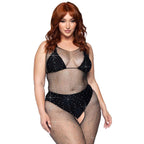 Leg Avenue Crystalized Net Bodystocking Plus Size UK 14 to 18|Back View|"plus size crystal mesh bodystocking - back view"