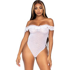 Leg Avenue Off the Shoulder Teddy UK 6 to 12|Front View|"off shoulder teddy - front view"