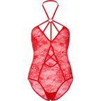 Leg Avenue Teddy with Keyhole Red|Detail View|"red keyhole teddy - detail view"