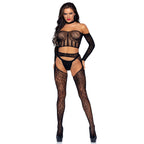 Leg Avenue Top and Suspender Set UK 6 to 12|Front View|"top suspender set - front view"