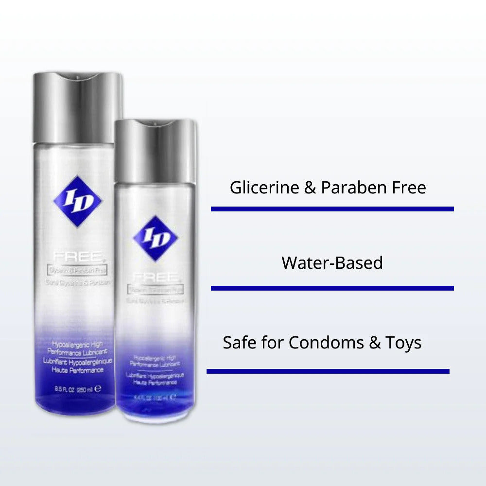 ID Free Hypoallergenic Waterbased Lubricant 30ml|Side View|"bottle detail-side view adult toys direct"|