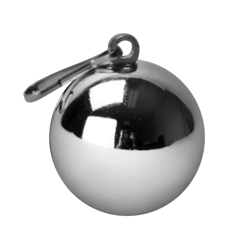 Master Series Chrome Ball Weight 8oz|Front View|"8oz chrome plated ball weight premium-front view adult toys direct"|