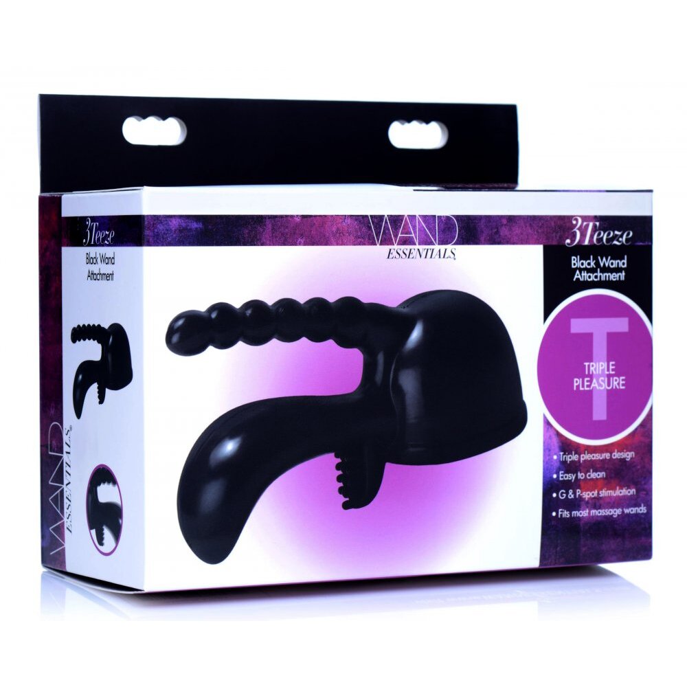 XR Triple Pleaser Wand Attachment Black | Detail | "attachment texture detail - detail view"