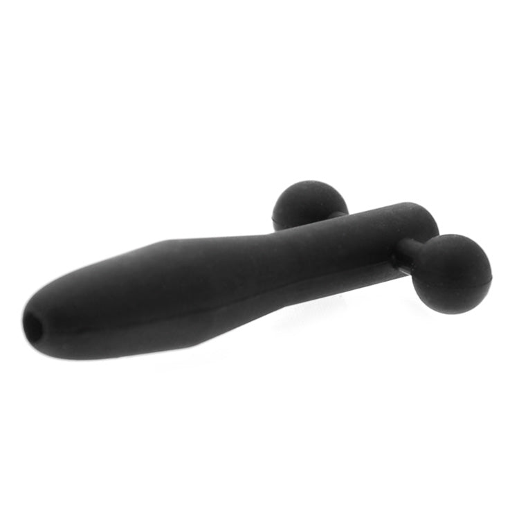 Master Series The Hallows Silicone CumThru Barbell Penis Plug|Front View|"barbell design plug-front view adult toys direct"|