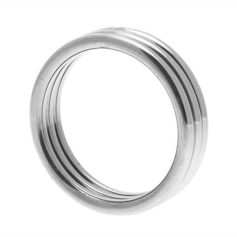 Master Series Echo Stainless Steel Triple Cock Ring ML|Front View|"triple ring-front view"|
