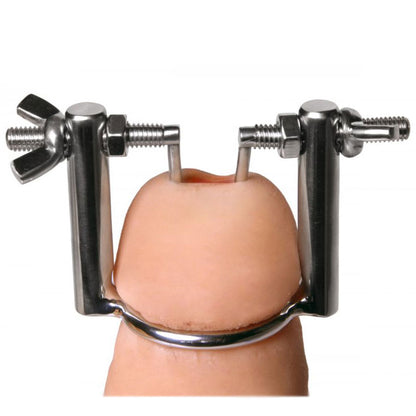 Master Series The Meat Cleaver Stainless Steel Urethral Stretche|Front View|"cleaver design stretcher-front view adult toys direct"|