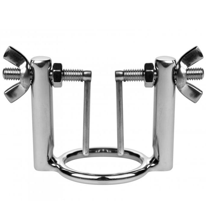 Master Series The Meat Cleaver Stainless Steel Urethral Stretche|Side View|"stretcher detail-side view adult toys direct"|