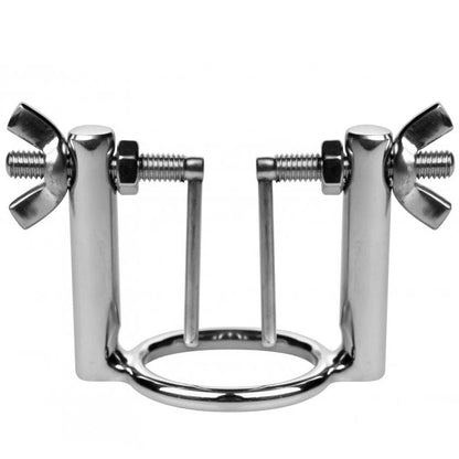 Master Series The Meat Cleaver Stainless Steel Urethral Stretche|Side View|"stretcher detail-side view adult toys direct"|