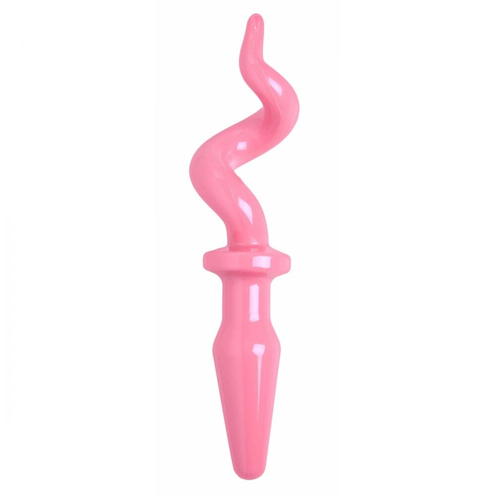 XR-Pig-Tail-Pink-Butt-Plug|Front View|"tailed plug-front view"
