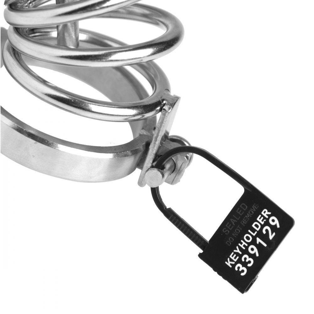Master Series 10 Keyholder Numbered Plastic Chastity Locks|Side View|"lock detail-side view adult toys direct"|