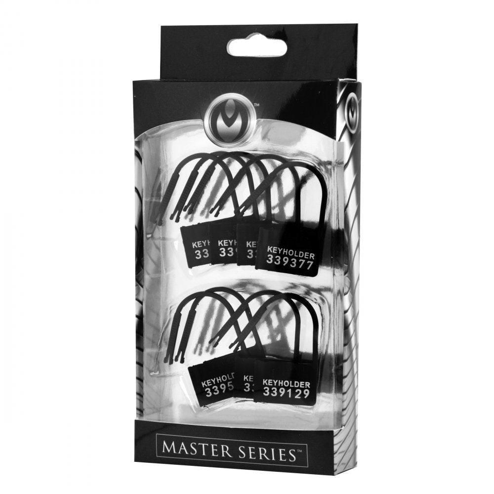 Master Series 10 Keyholder Numbered Plastic Chastity Locks|Detail View|"lock features-detail view adult toys direct"|