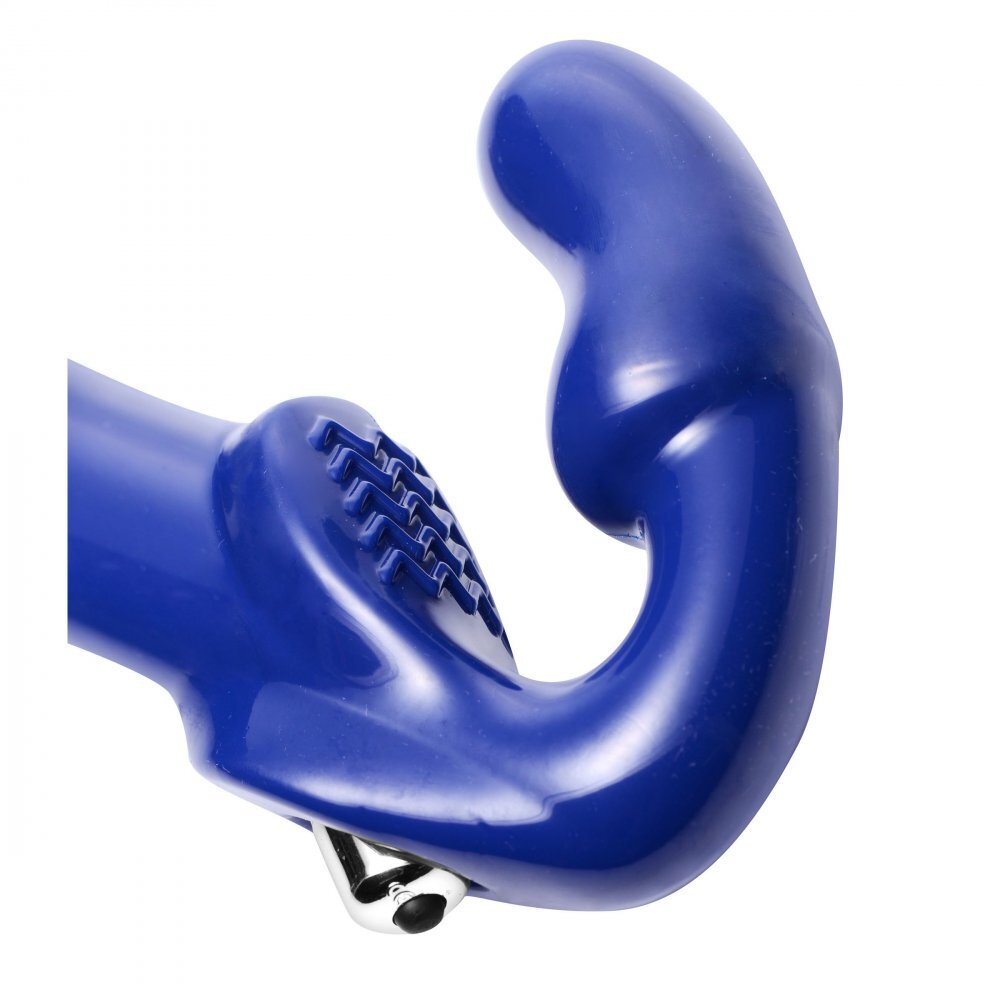 XR Revolver II Vibrating Strapless Strap On Dildo|Side View|"vibrating detail - side view"