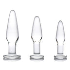 XR-Dosha-3-Piece-Glass-Anal-Plug-Kit|Front View|"glass kit-front view"