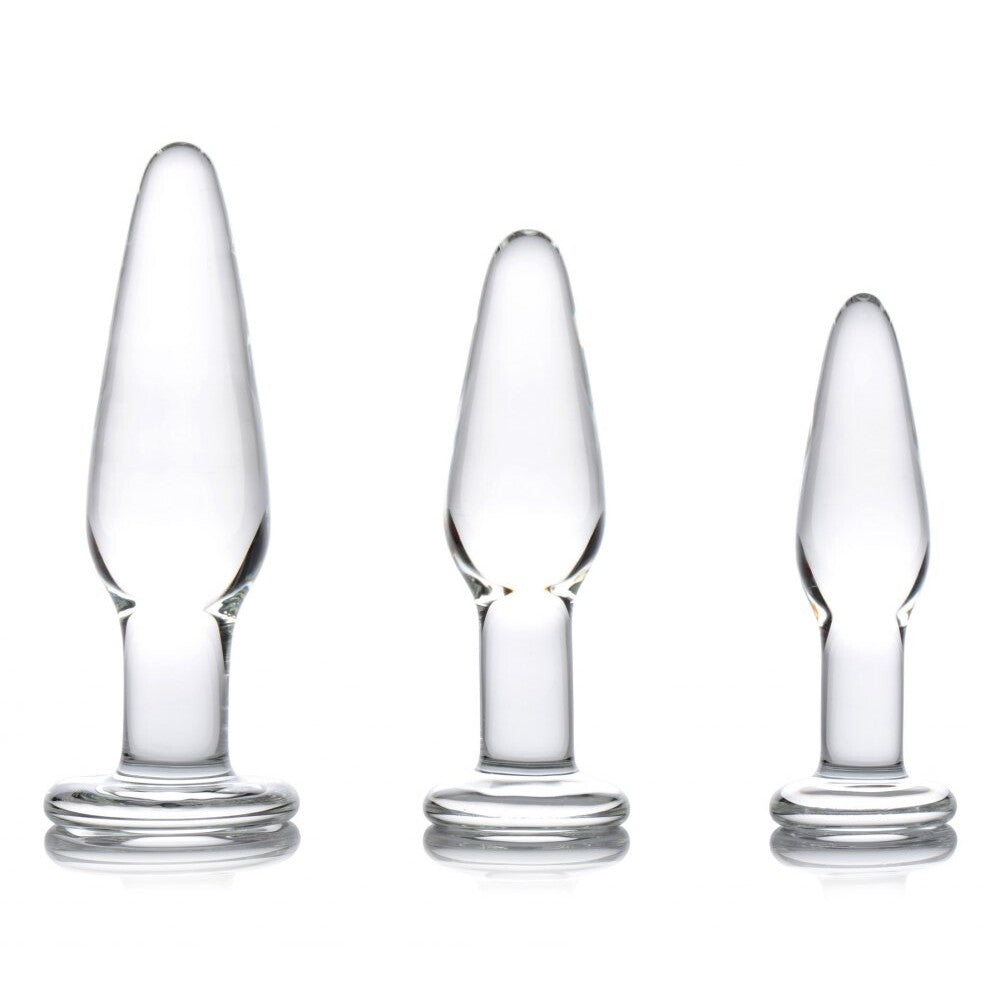 XR-Dosha-3-Piece-Glass-Anal-Plug-Kit|Front View|"glass kit-front view"