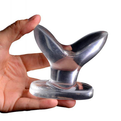 Master Series Anchored Clear Anal Plug|Front View|"clear anchor plug-front view"|