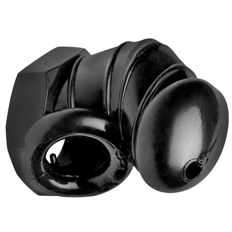 Master Series Detained Restrictive Chastity Cage With Nubs|Front View|"nubbed cage design-front view adult toys direct"|