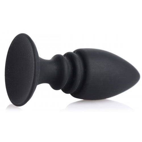 XR Strict Male Cock Ring Harness with Silicone Anal Plug|Side View|"plug details-side view"|