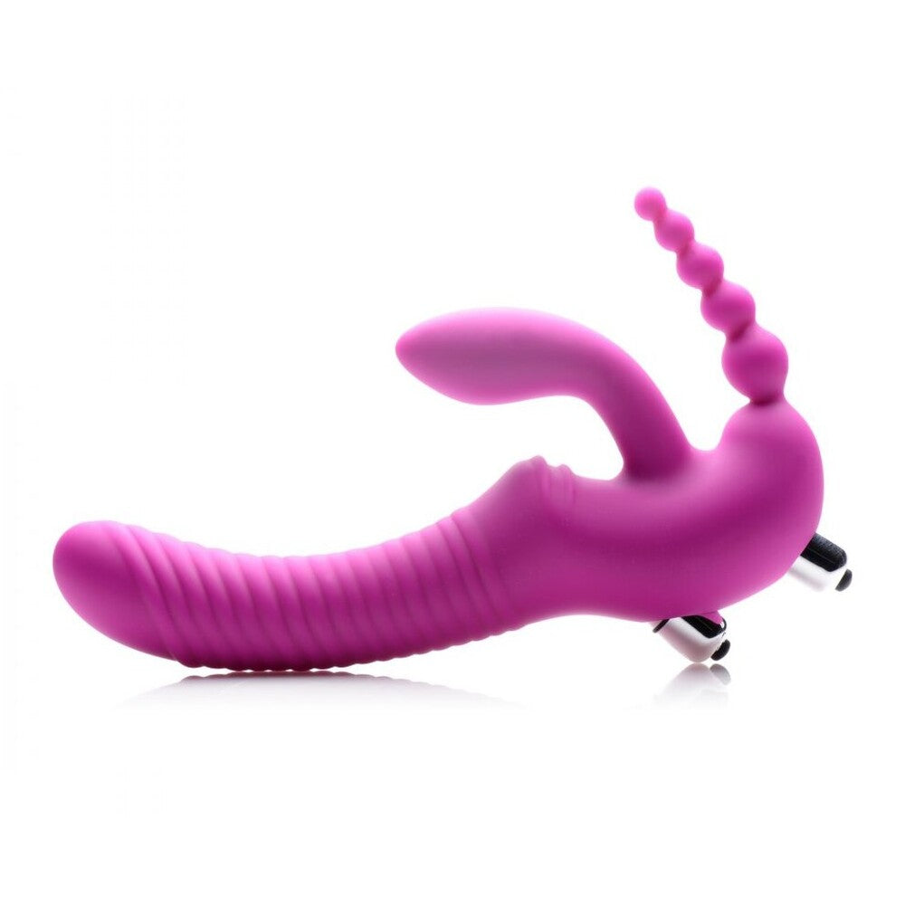 XR Regal Rider Vibrating Silicone Strapless Strap On Triple G Di|Front View|"regal design - front view"