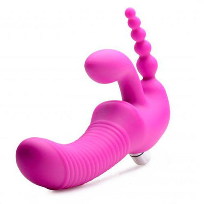 XR Regal Rider Vibrating Silicone Strapless Strap On Triple G Di|Side View|"rider detail - side view"