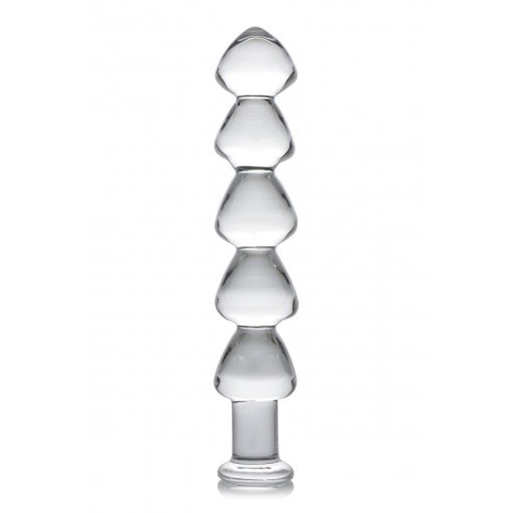 Master Series Drops Anal Links Glass Dildo|Front View|"glass anal links - front view"