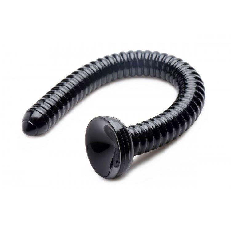 XR Hosed 19 Inch Ribbed Anal Snake Dildo|Side View|"ribbed snake dildo - side view"